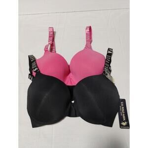 U.S. Polo Assn.  Two Pack  Bras, Gentle Lift, Women's 34DD Black And Pink